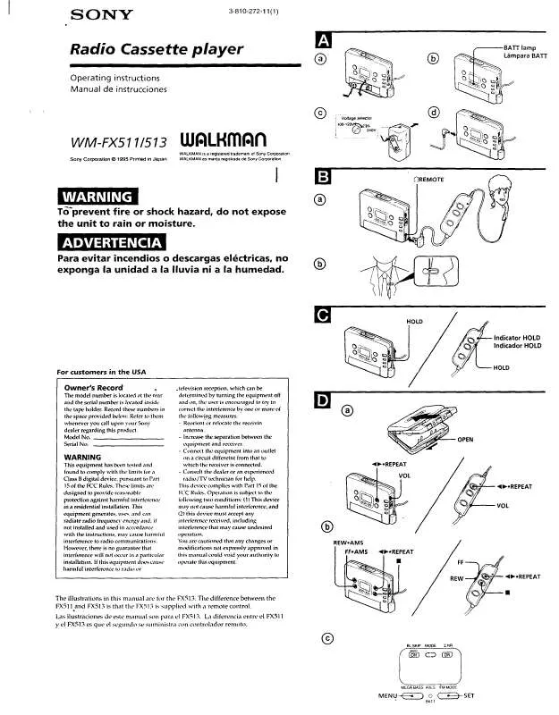 Mode d'emploi SONY WM-FX511