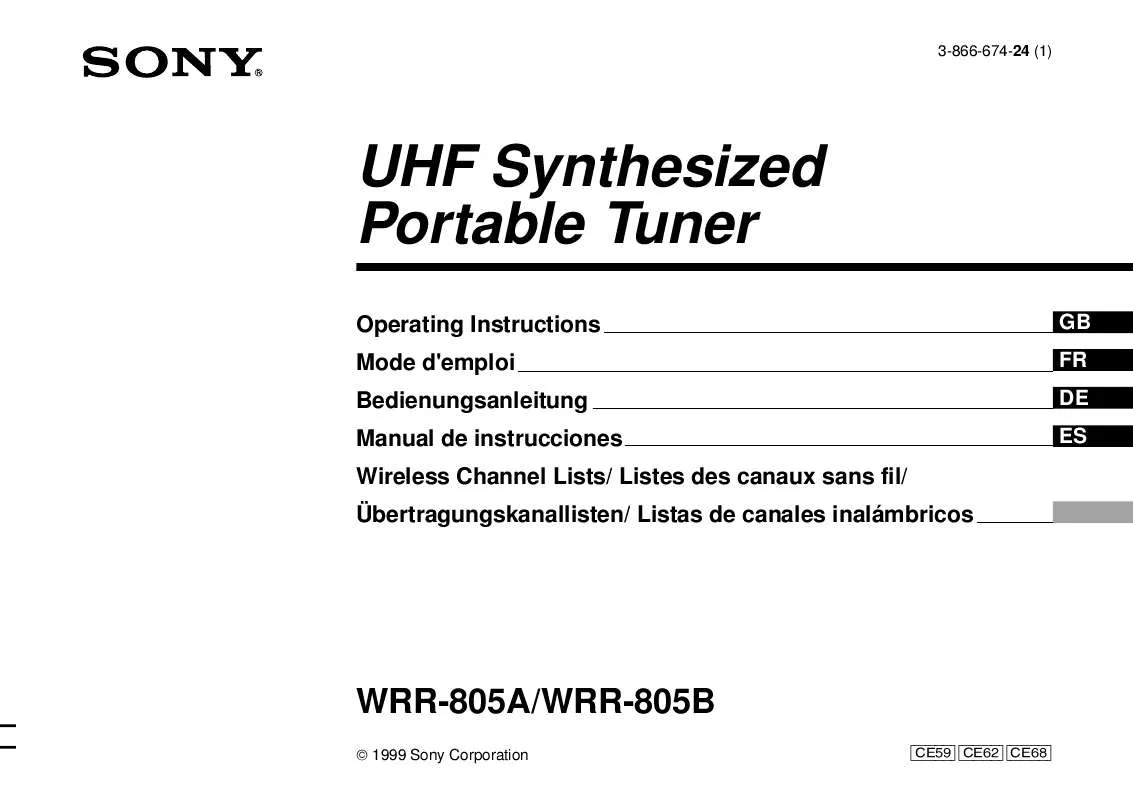 Mode d'emploi SONY WRR805A