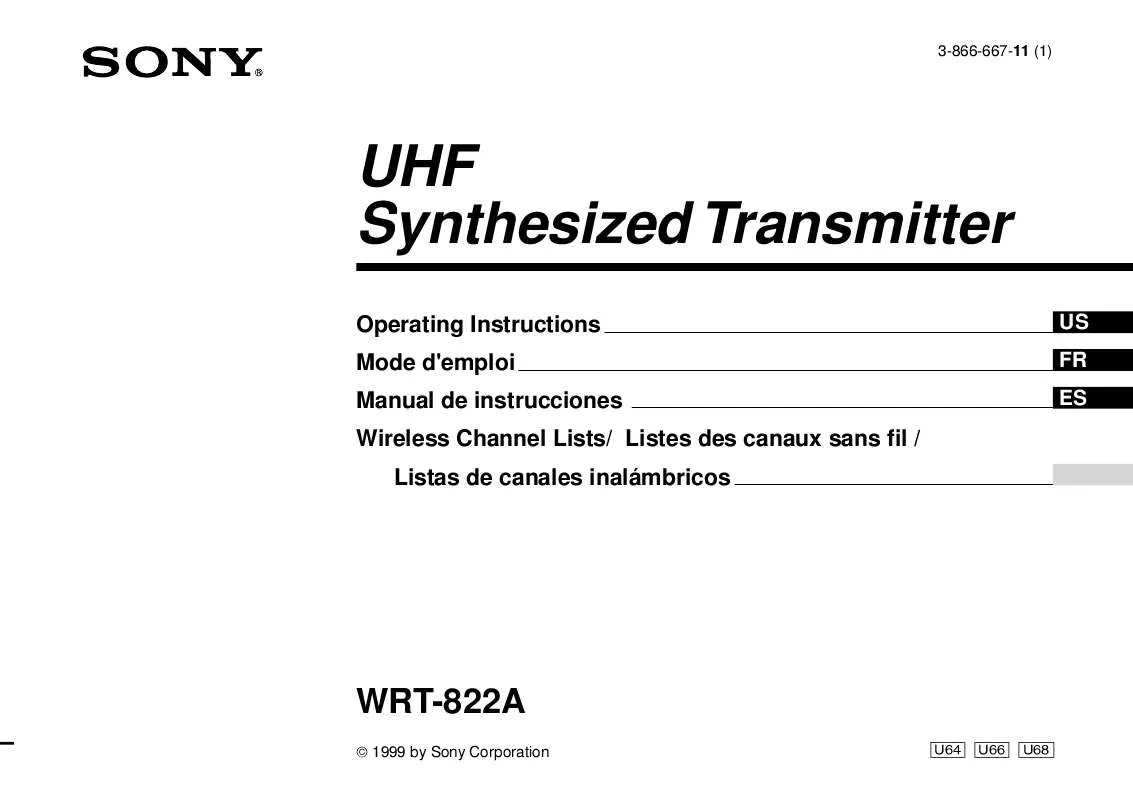 Mode d'emploi SONY WRT-822