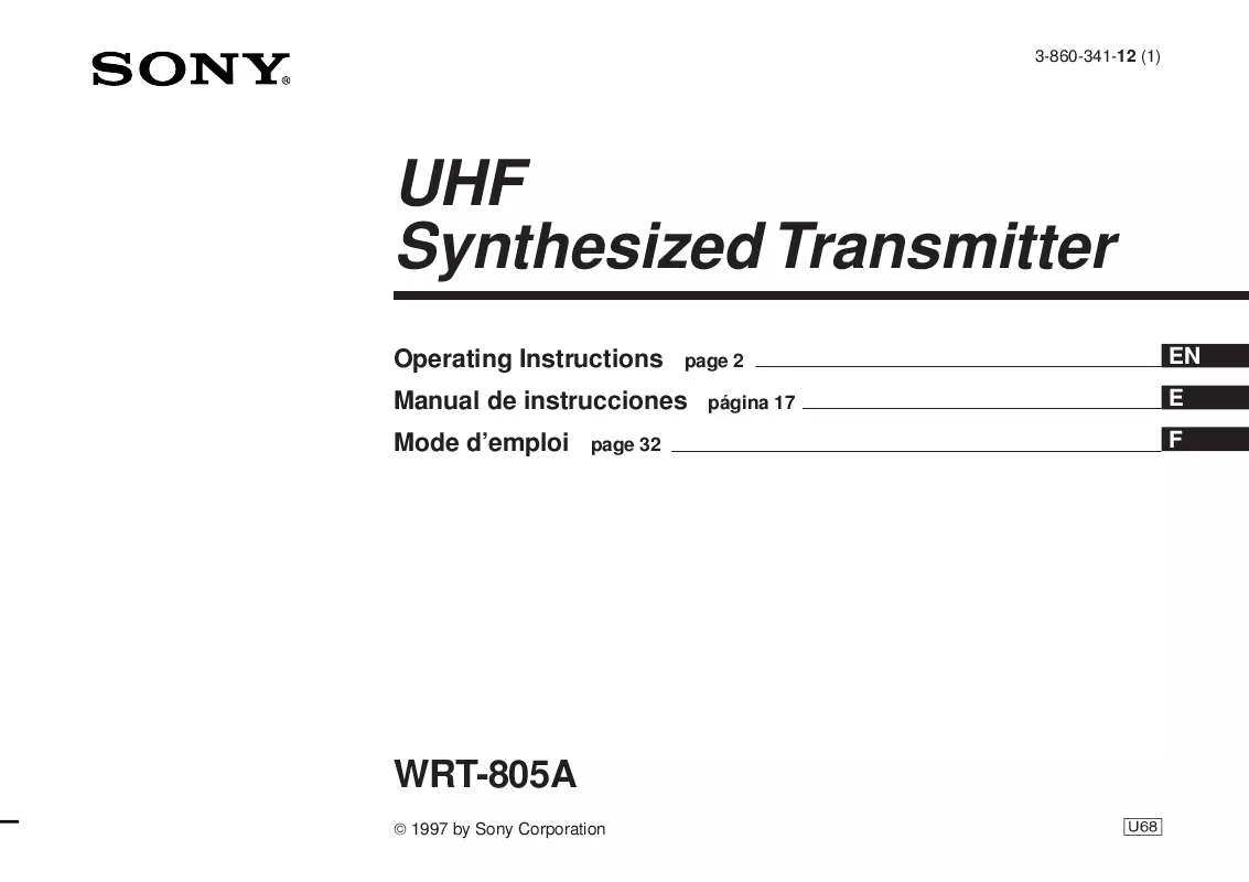 Mode d'emploi SONY WRT805A