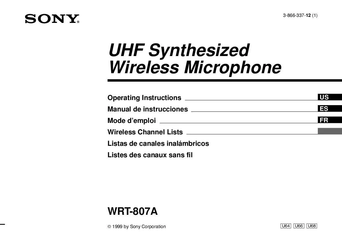 Mode d'emploi SONY WRT807A