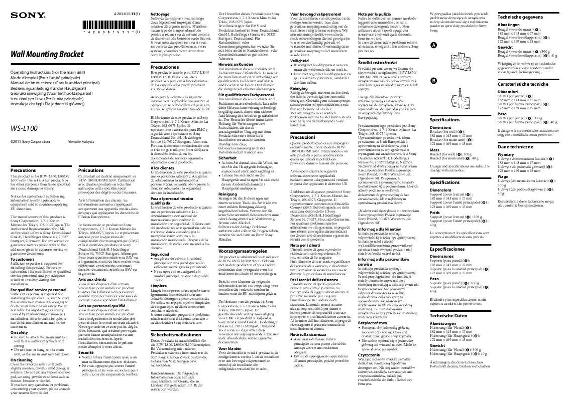 Mode d'emploi SONY WS-L100