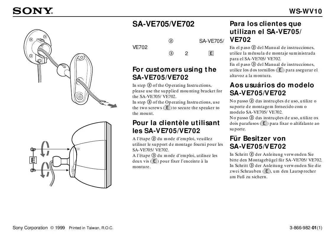 Mode d'emploi SONY WS-WV10