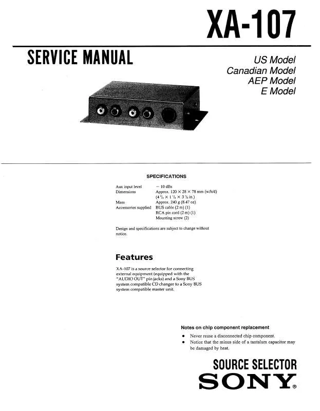 Mode d'emploi SONY XA-107