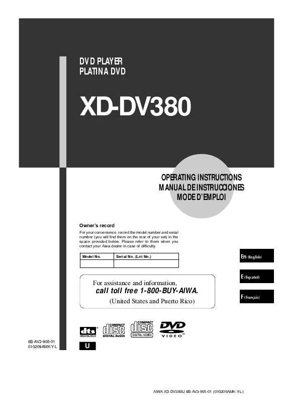 Mode d'emploi SONY XDDV380