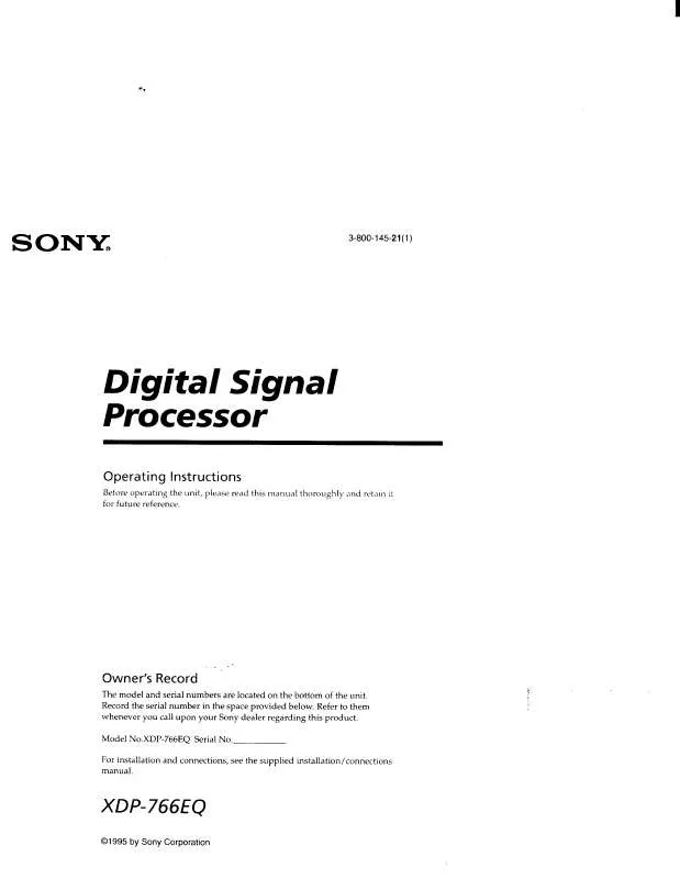 Mode d'emploi SONY XDP-766EQ