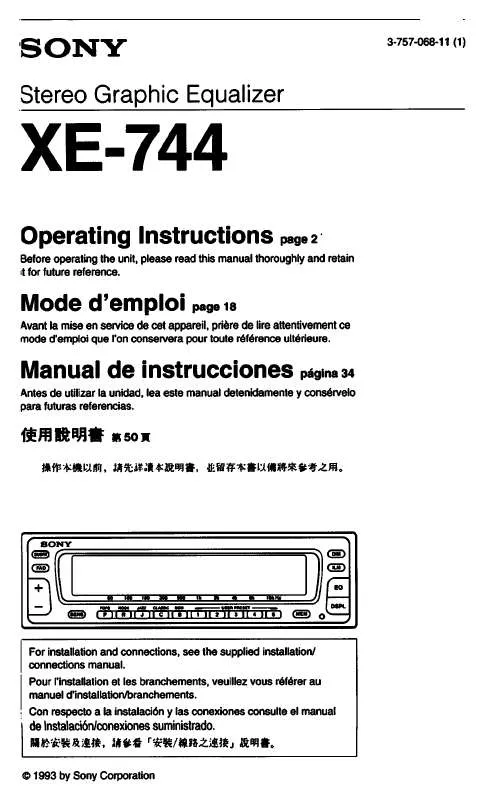 Mode d'emploi SONY XE-744