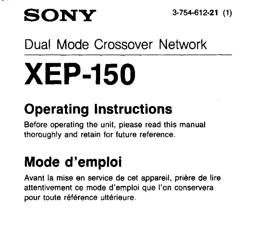 Mode d'emploi SONY XE-P150