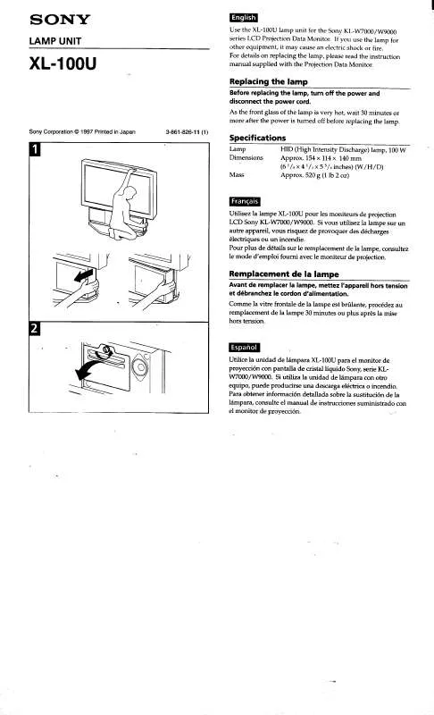 Mode d'emploi SONY XL100U