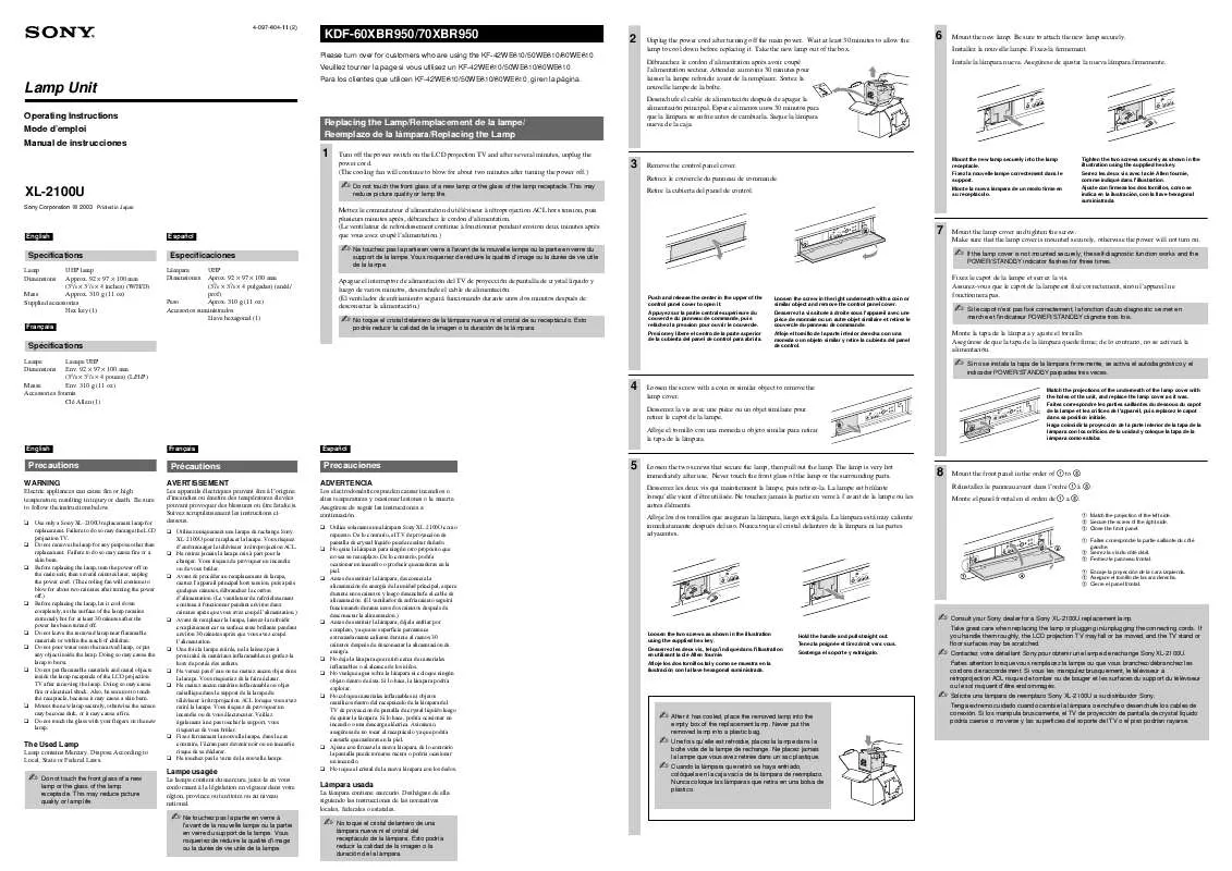 Mode d'emploi SONY XL2100U