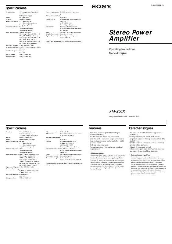 Mode d'emploi SONY XM-250X