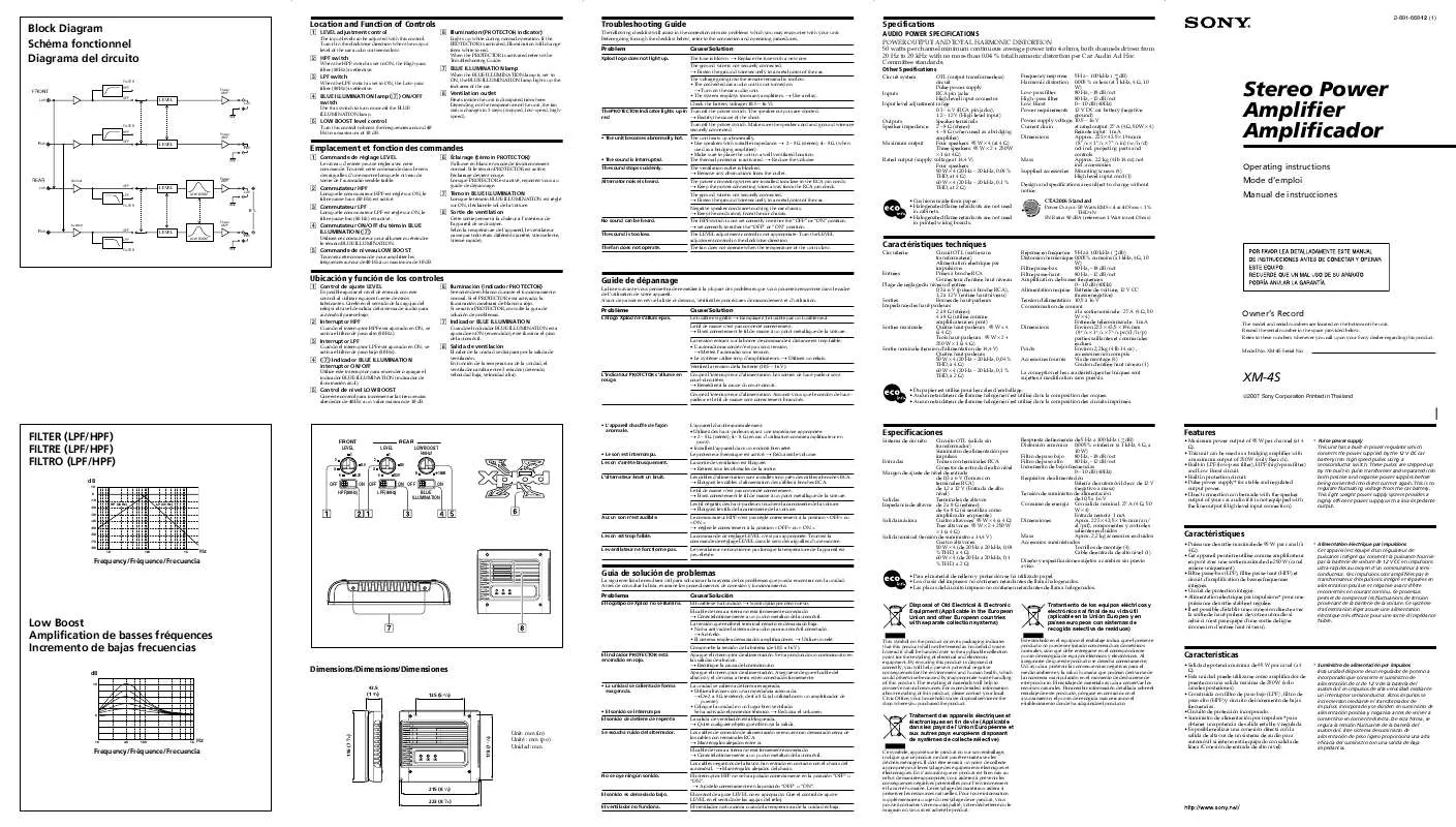 Mode d'emploi SONY XM-4S