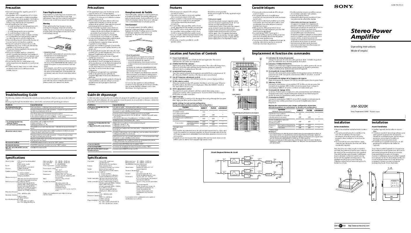 Mode d'emploi SONY XM-5020X