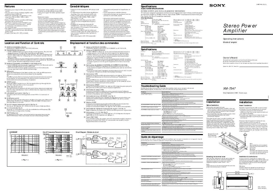 Mode d'emploi SONY XM-7547