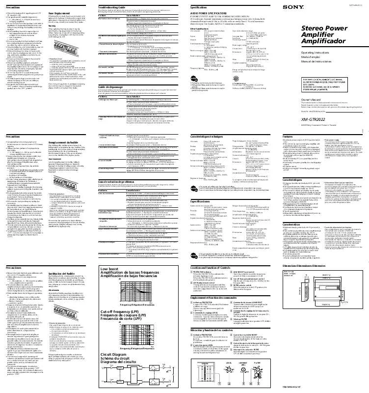 Mode d'emploi SONY XM-GTR2022