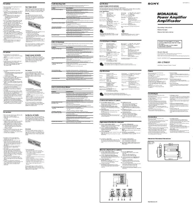 Mode d'emploi SONY XM-GTR6001