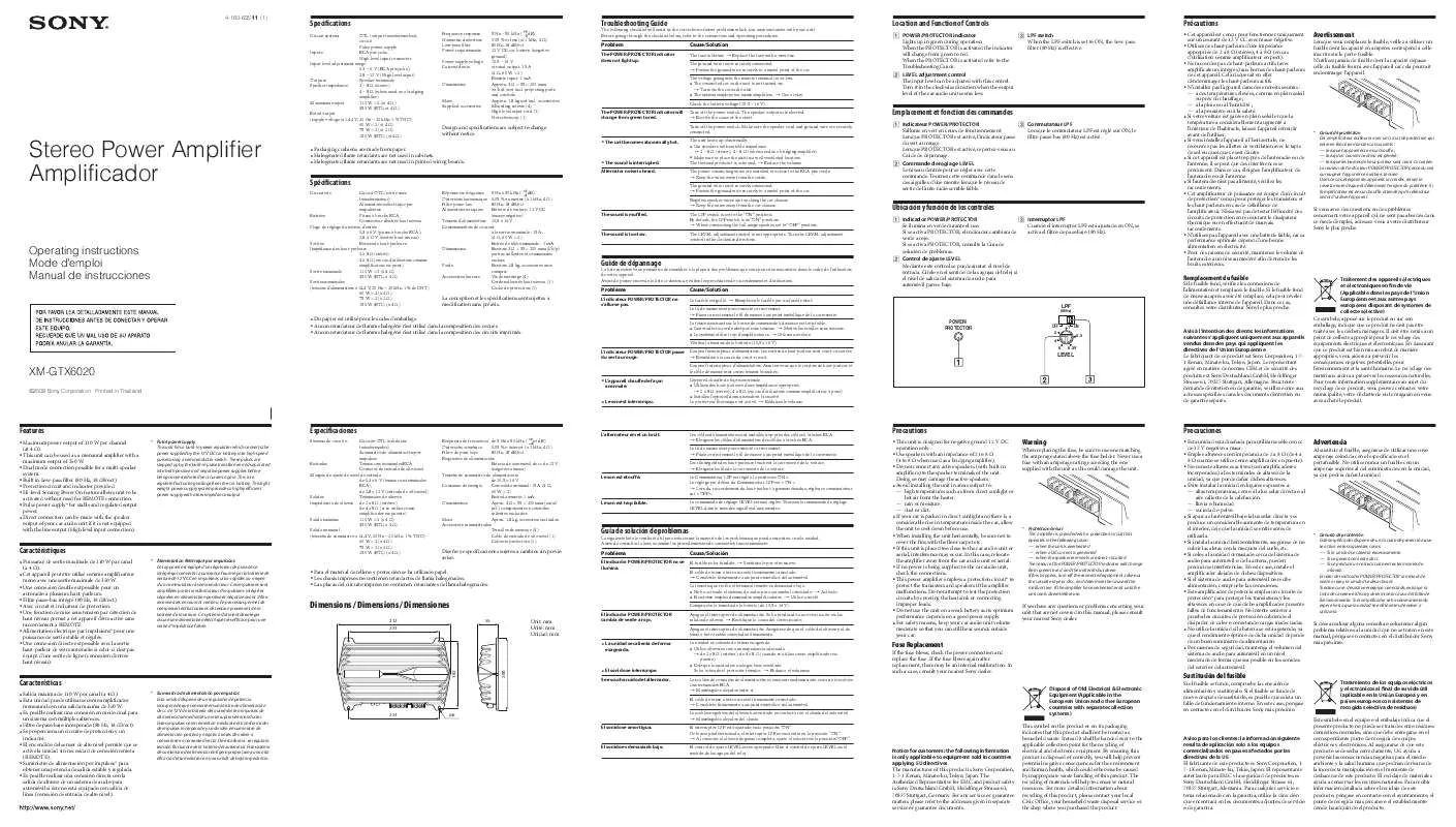 Mode d'emploi SONY XM-GTX6020