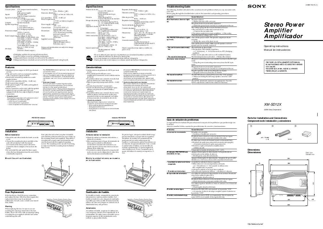 Mode d'emploi SONY XM-SD12X