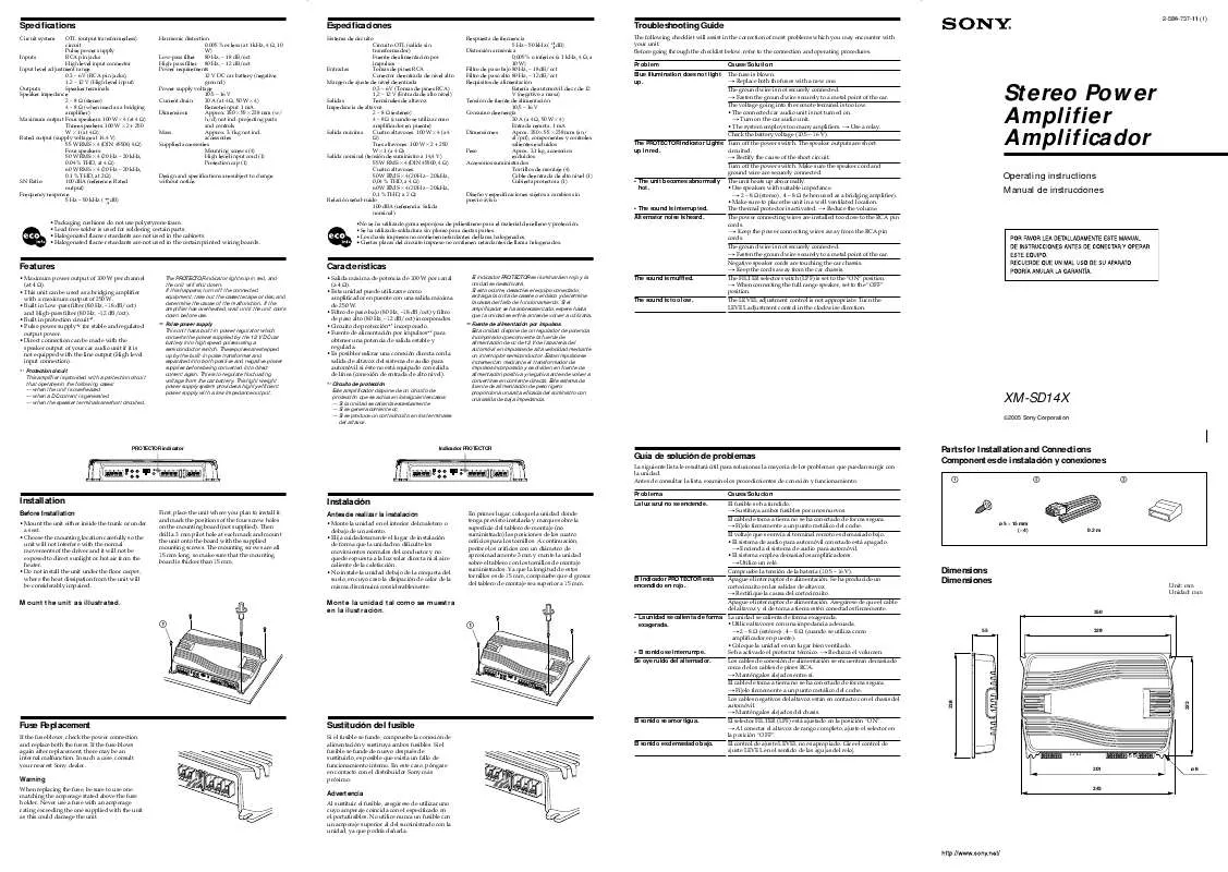 Mode d'emploi SONY XM-SD14X