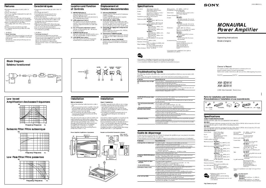 Mode d'emploi SONY XM-SD51X