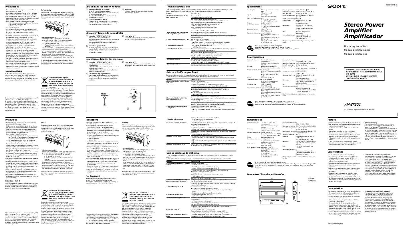 Mode d'emploi SONY XM-ZR602