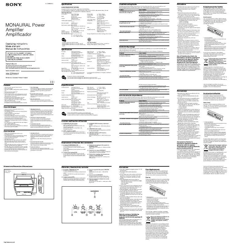 Mode d'emploi SONY XM-ZZR3301