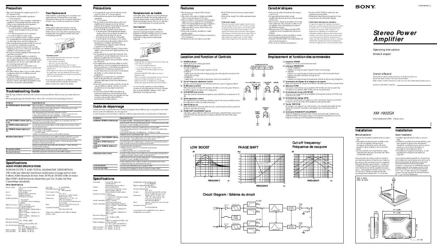 Mode d'emploi SONY XM-1902GX