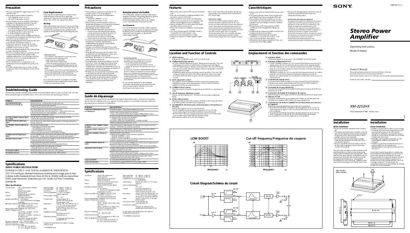 Mode d'emploi SONY XM-2252HX