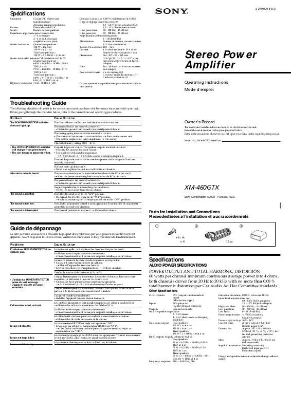 Mode d'emploi SONY XM-460GTX