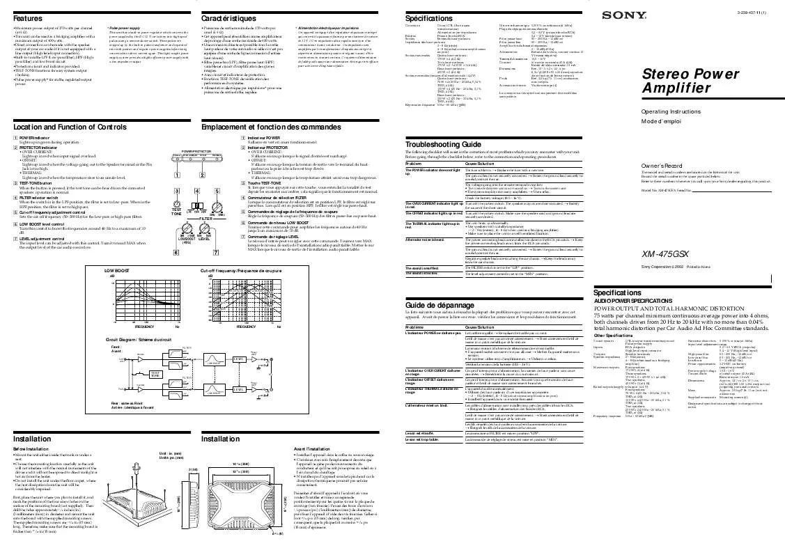 Mode d'emploi SONY XM-475GSX