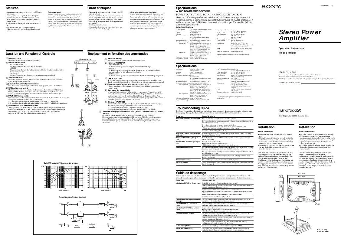 Mode d'emploi SONY XM-5150GSX