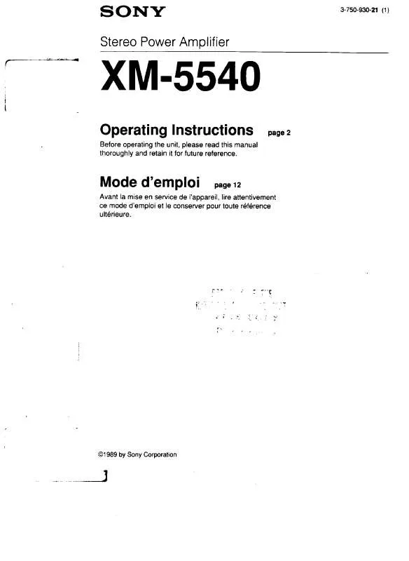 Mode d'emploi SONY XM-5540