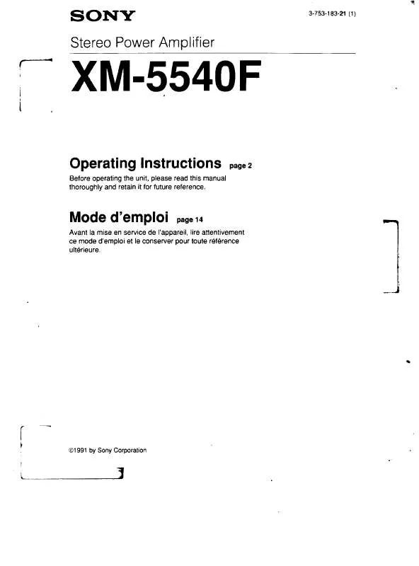 Mode d'emploi SONY XM-5540F