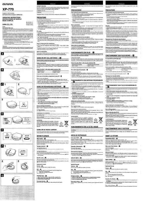 Mode d'emploi SONY XP770