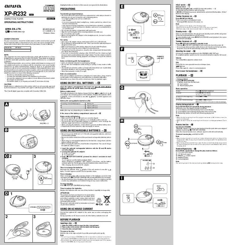 Mode d'emploi SONY XPR232