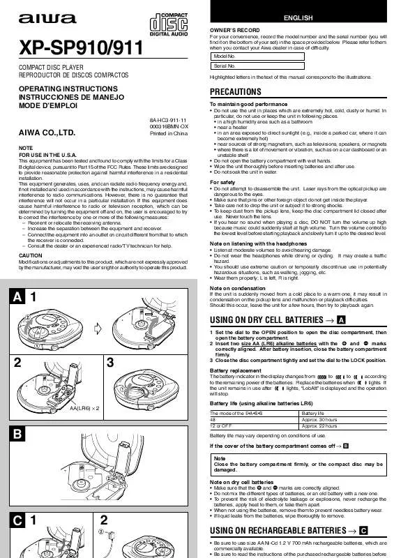 Mode d'emploi SONY XPSP911