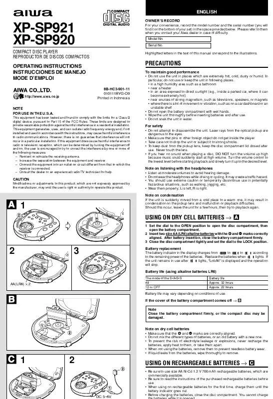 Mode d'emploi SONY XPSP921