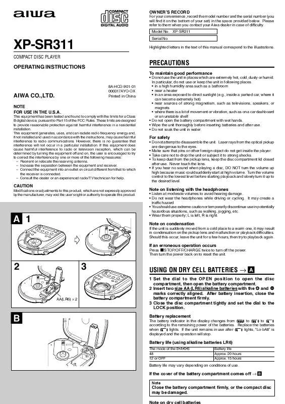 Mode d'emploi SONY XPSR311