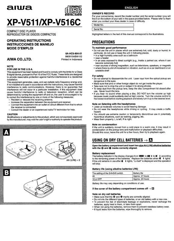 Mode d'emploi SONY XPV511