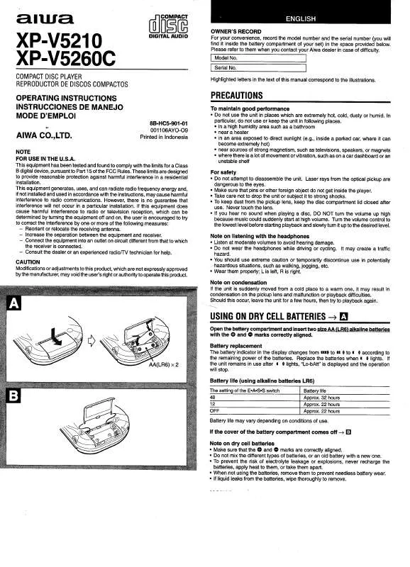 Mode d'emploi SONY XPV5210