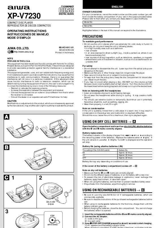 Mode d'emploi SONY XPV7230