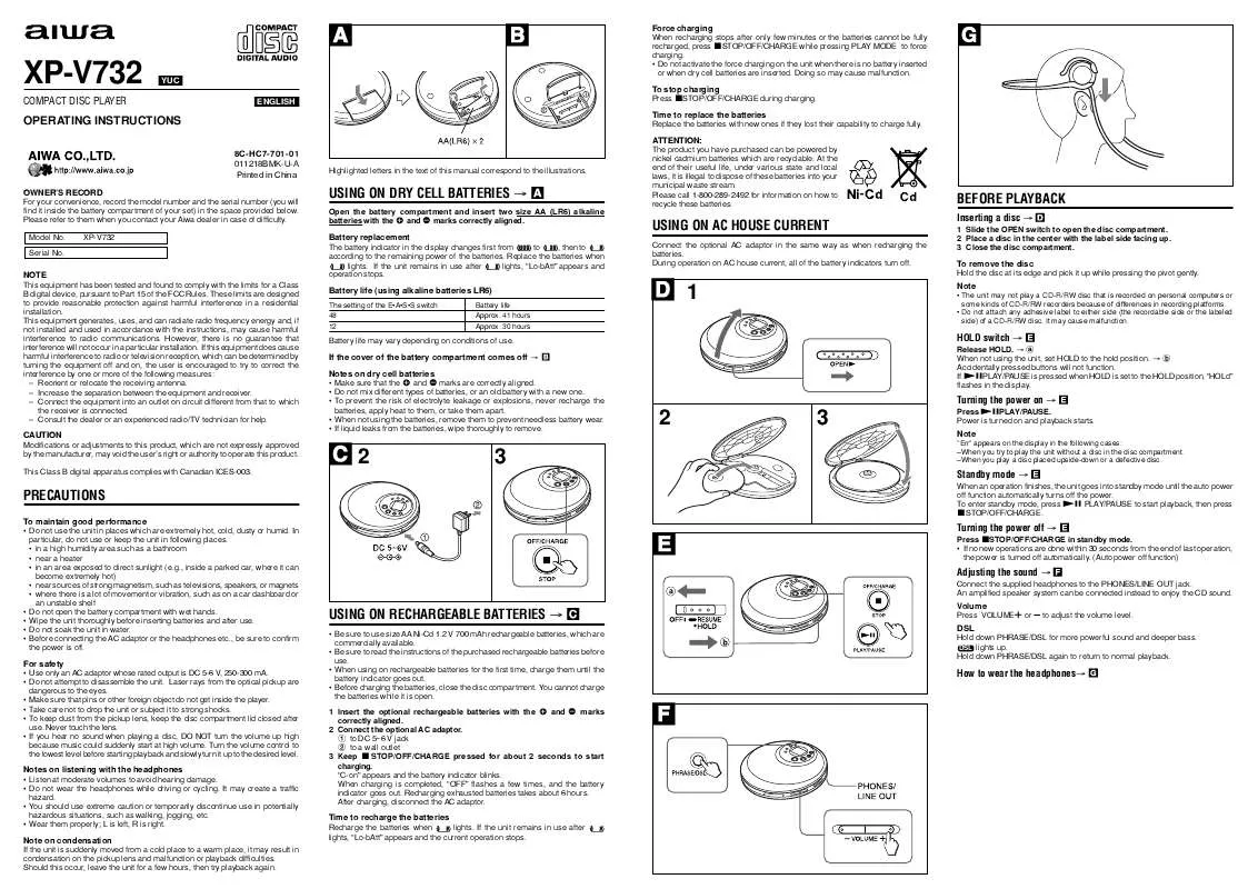 Mode d'emploi SONY XPV732