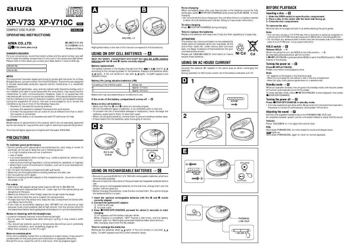 Mode d'emploi SONY XPV733