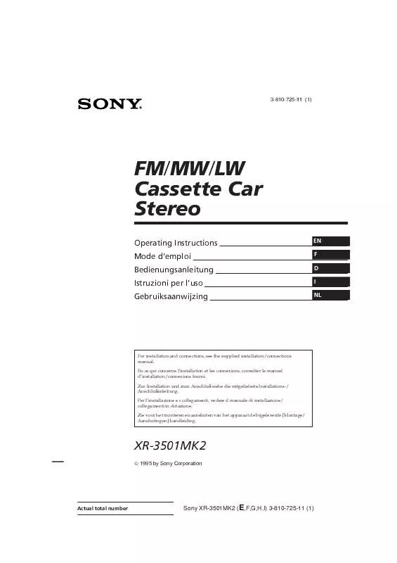 Mode d'emploi SONY XR-3501MK2