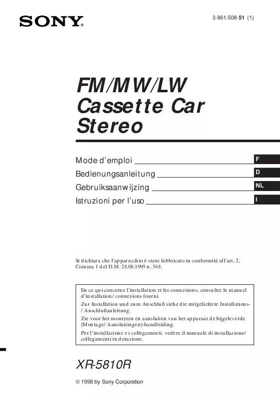 Mode d'emploi SONY XR-5810R