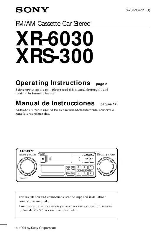 Mode d'emploi SONY XR-6030