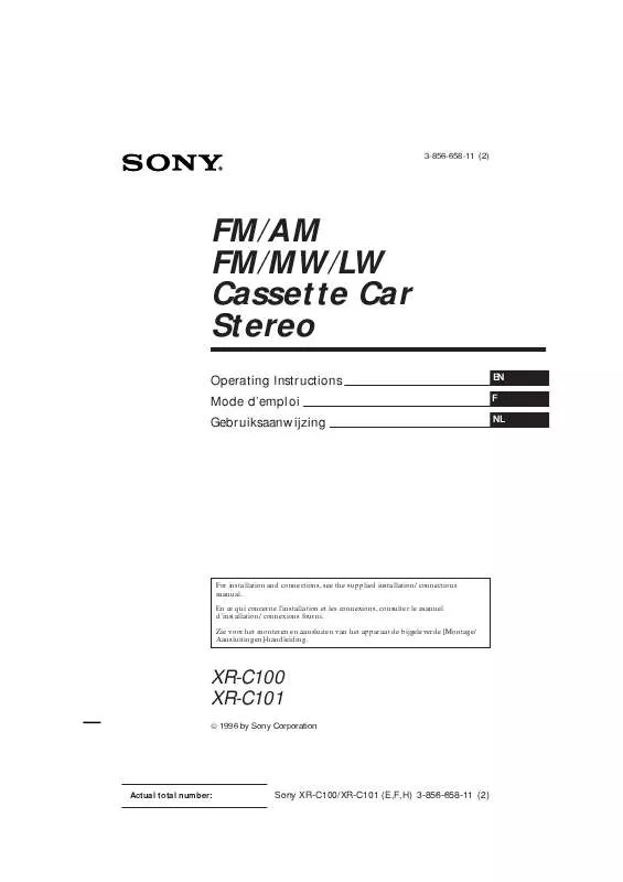 Mode d'emploi SONY XR-C101