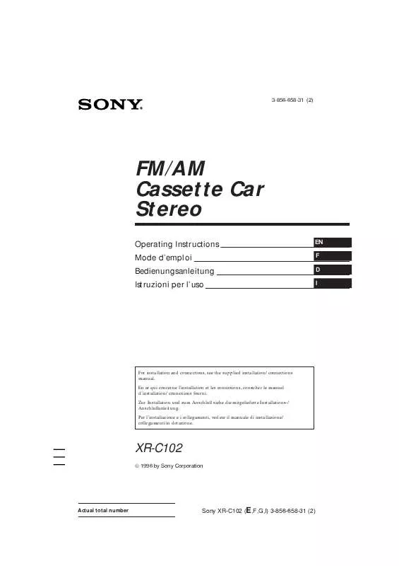 Mode d'emploi SONY XR-C102