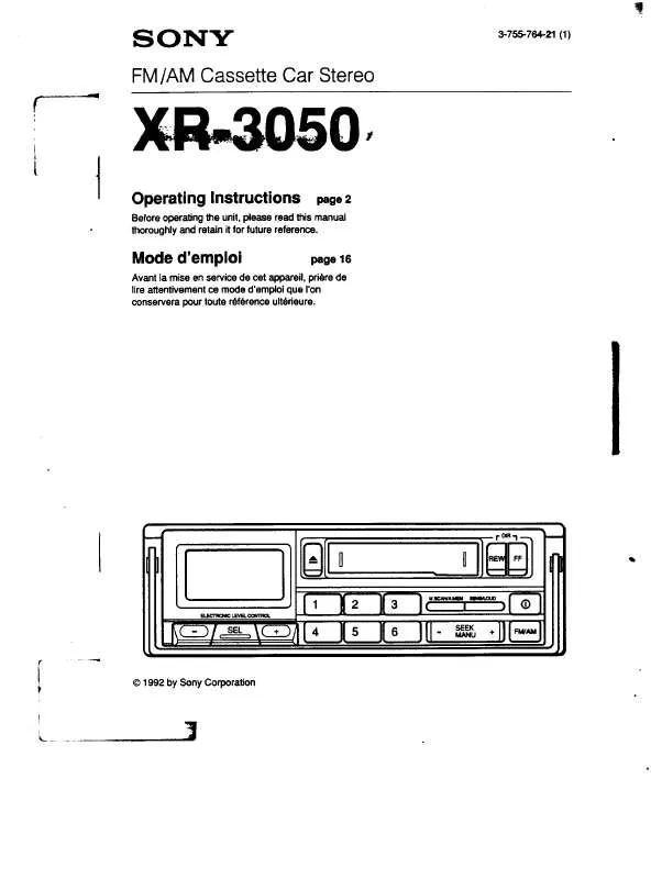 Mode d'emploi SONY XR-3050