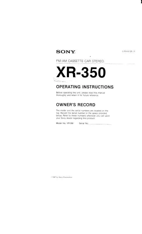 Mode d'emploi SONY XR-350